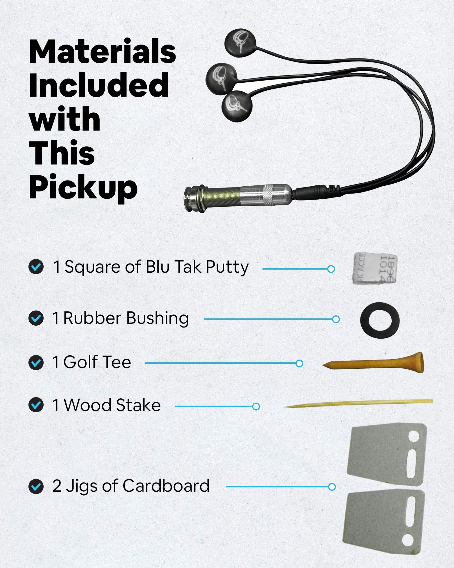 Journey Instruments Passive Piezo Acoustic Pickup - EP001K Three Balanced German-made Passive Pickup Elements - Piezo Pickup for